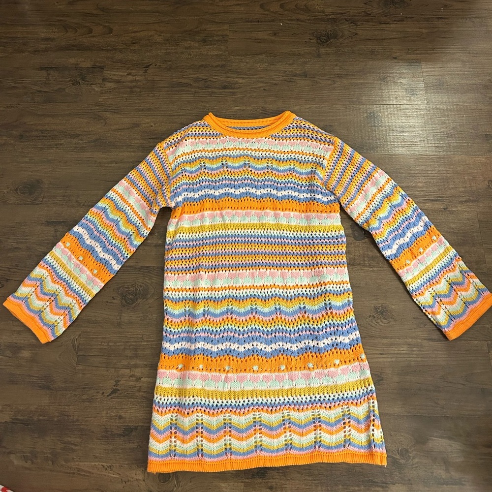 Colorful Soft Knit Sweater Dress